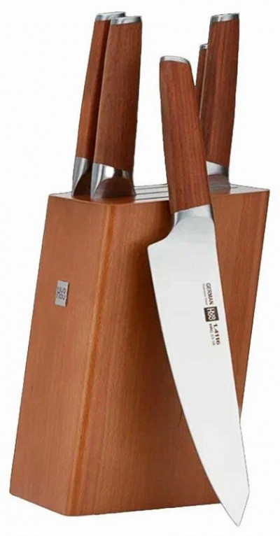 Набор ножей с подставкой Huohou German Molybdenum-Vanadium Steel 6-Piece Kitchen Knife Set HU0158