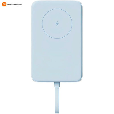 Беспроводной внешний аккумулятор Xiaomi Magnetic 10000mAh 33W со встроенным кабелем (Синий)