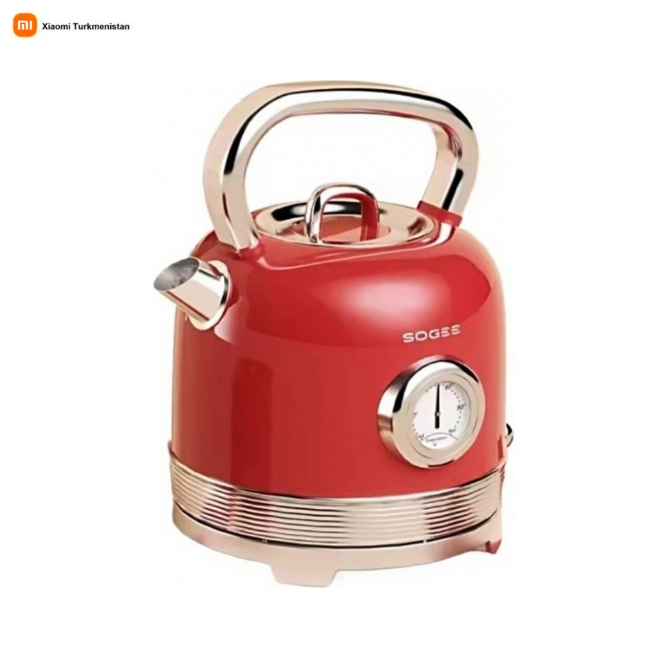 Электрочайник с датчиком температуры Sogee Retro Electric Kettle 2L (Красный)