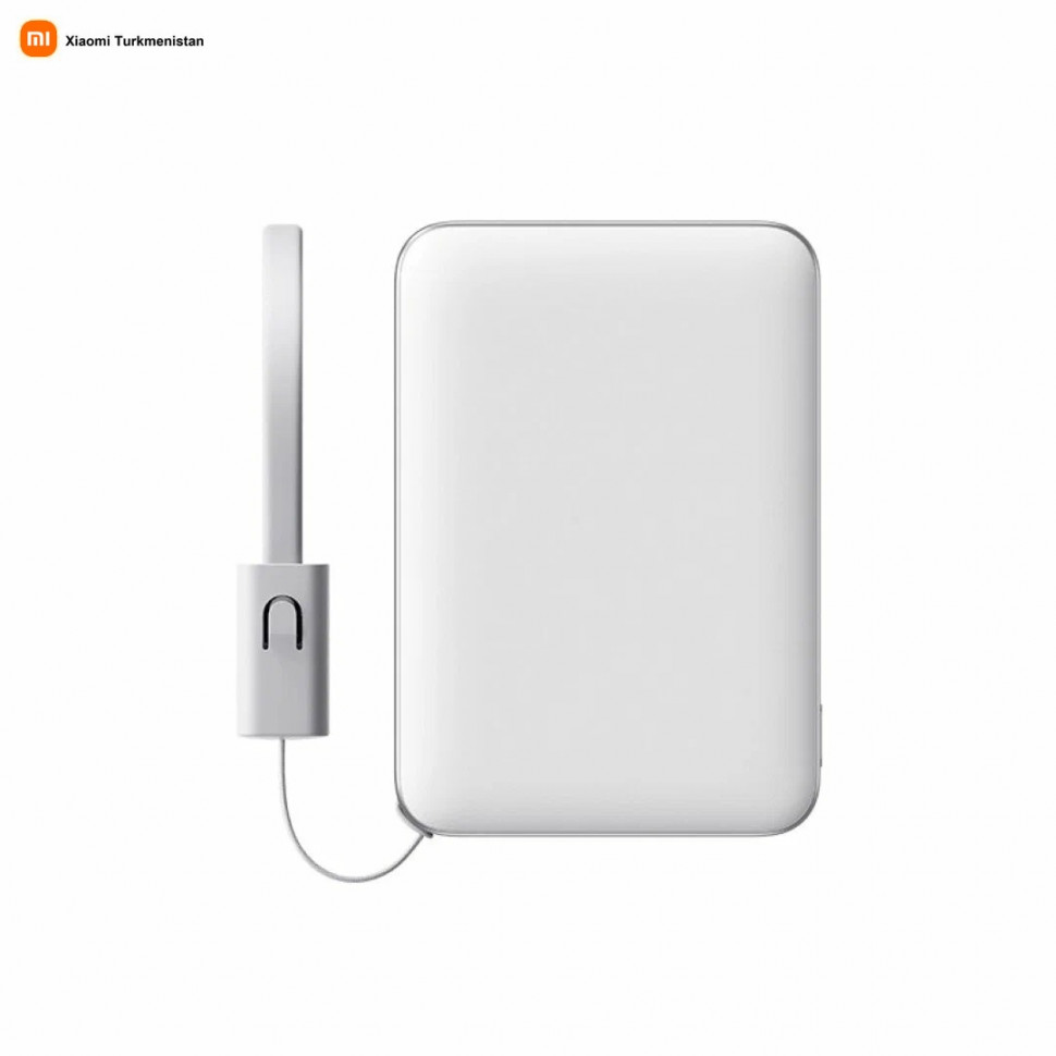 Ультратонкий внешний аккумулятор Xiaomi 5000mAh 22.5W со встроенным кабелем (Белый)
